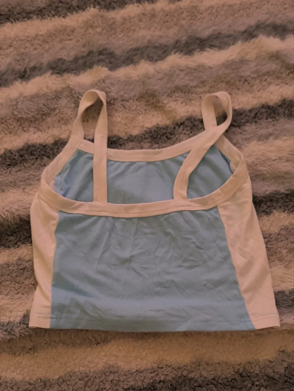 SHEIN Light Blue and White Colorblock Bandeau Tank